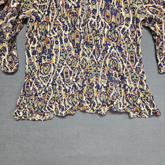Umgee + Cold Shoulder Flowy Bell Sleeve Paisley Print Boho Blouse 2XL - Picture 6 of 9
